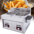 Friteuse à Gaz Professionnelle 20L en Acier Inoxydable avec Double Cuve et 2 Paniers