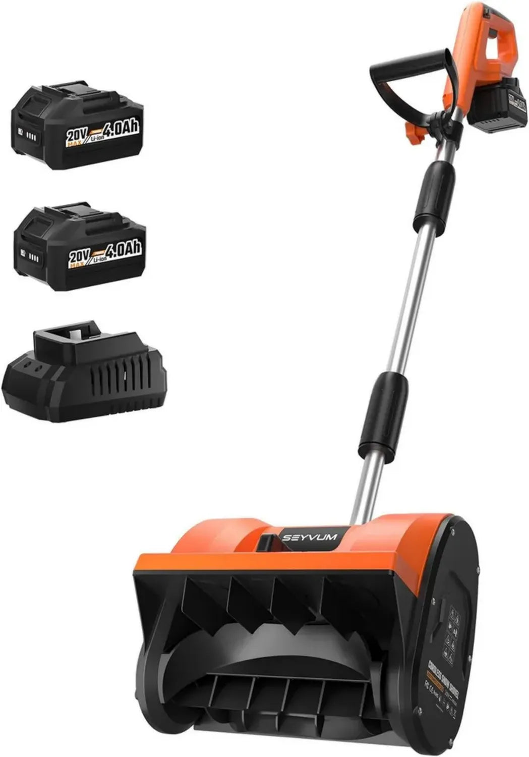 Souffleuse à neige sans fil 20 V avec 2 batteries 4,0 Ah et chargeur, largeur 30,5 cm, portée 4,9 m