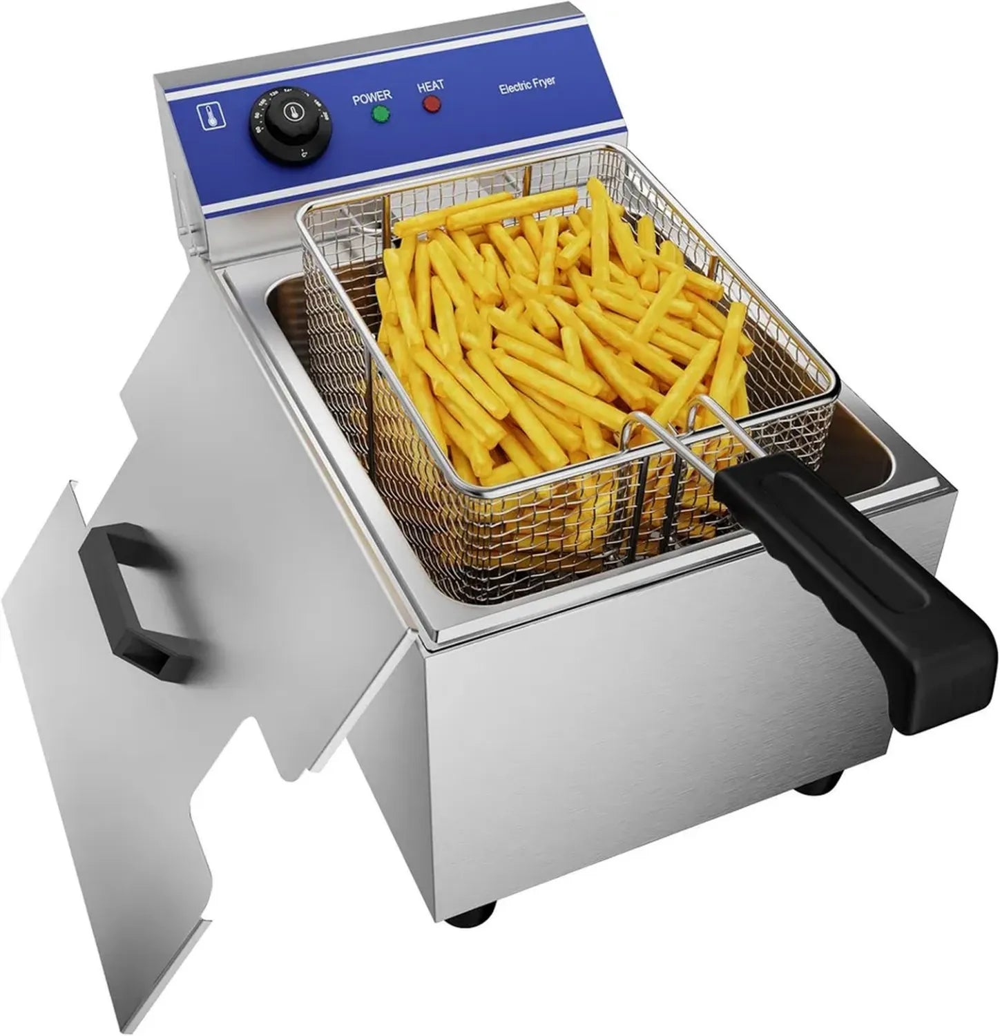 TAIMIKO Friteuse Électrique Professionnelle en Acier Inoxydable 3000W 220V avec Thermostat Réglable 60-200°C