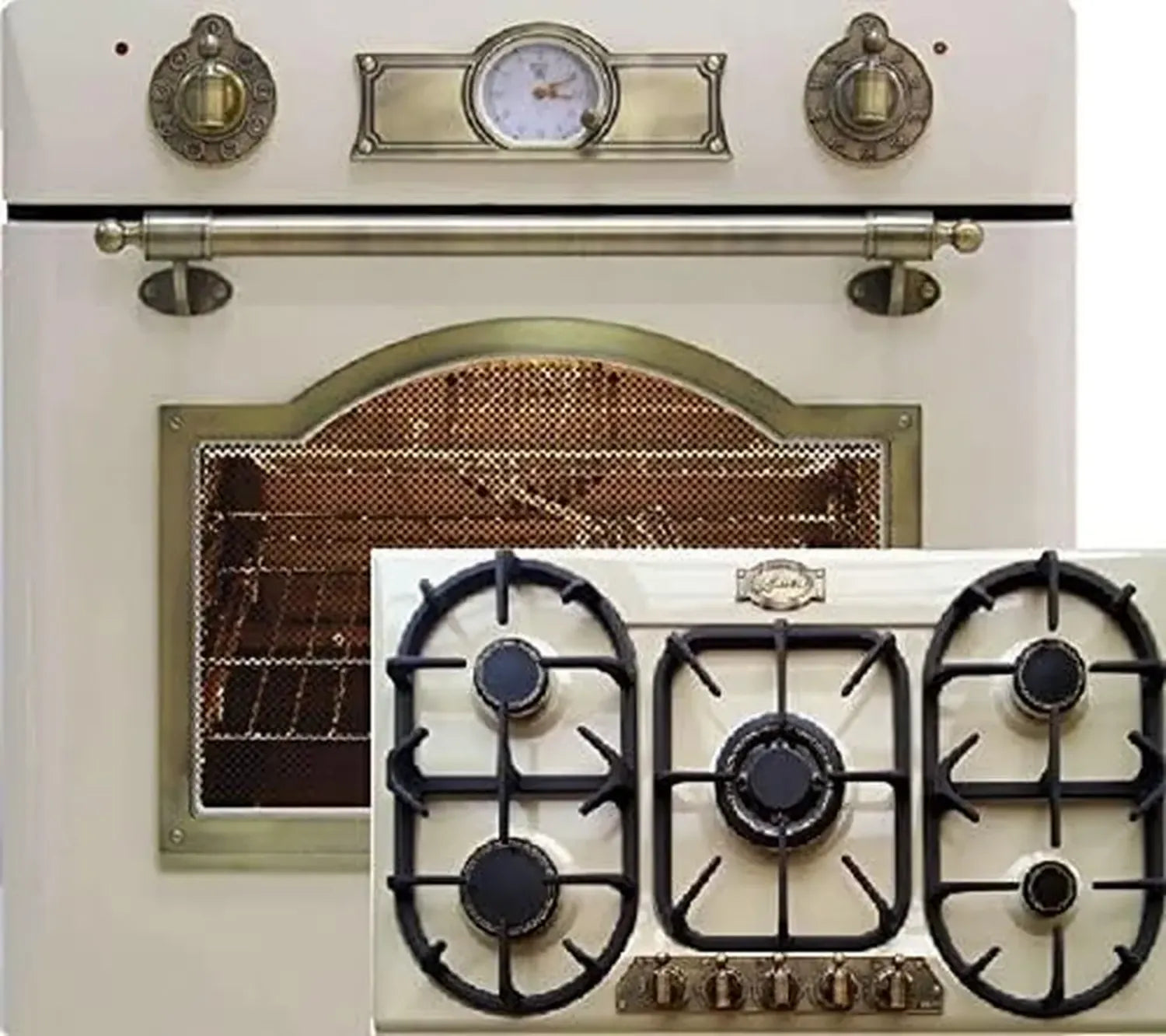Ensemble Cuisinière à Gaz Kaiser Empire Ivoire avec Four et Plaque de Cuisson 90 cm