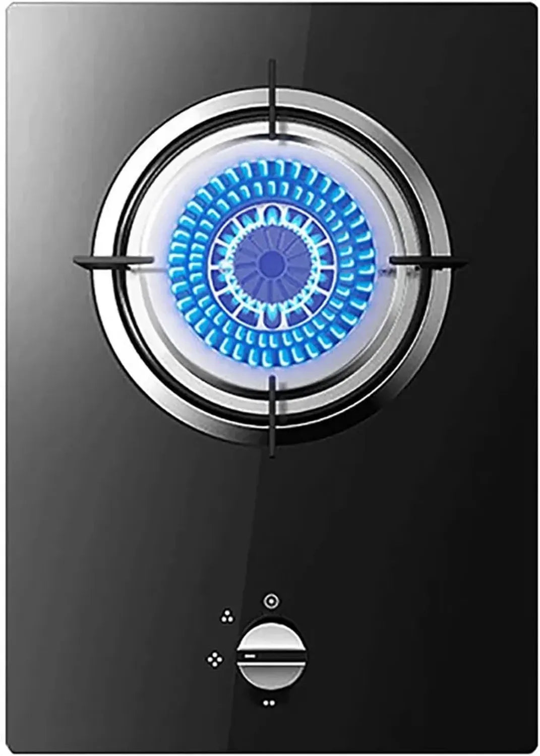 Plaque de Cuisson Gaz 4,8 KW avec Brûleur Triple Anneau en Verre Trempé Noir