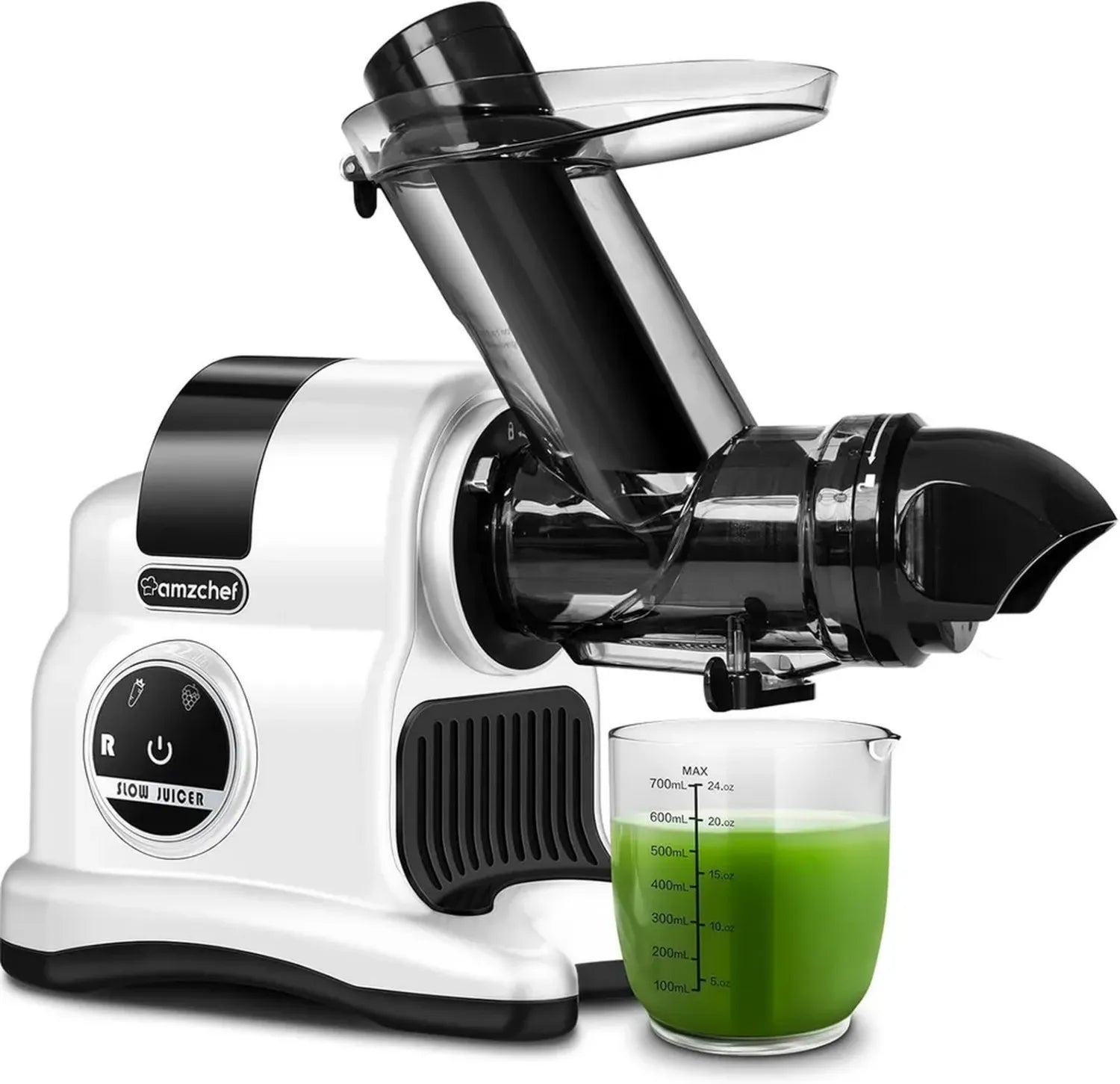Extracteur de Jus AMZCHEF 80 mm, 150W, Pression à Froid avec Modes Réglables, Blanc