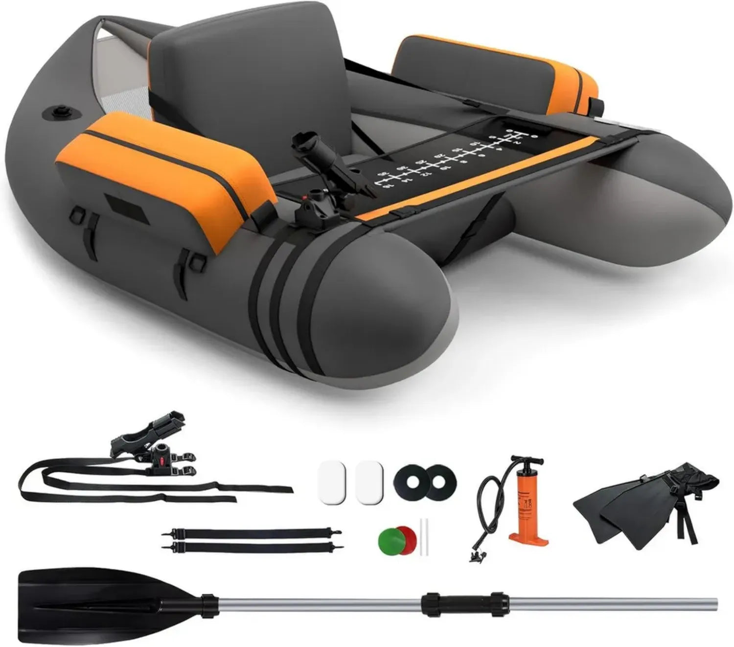 COSTWAY Bateau de Pêche Gonflable avec Accessoires Ajustables et Rangement, Capacité 150 KG