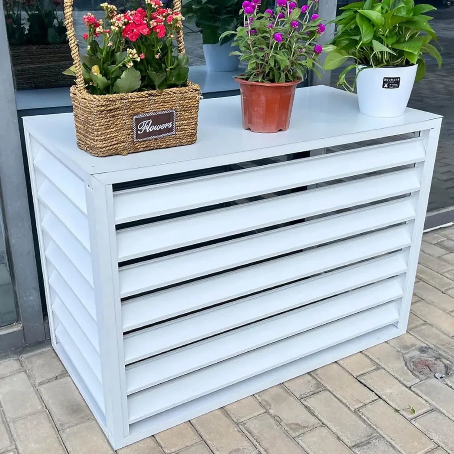 Coffre Climatisation Aluminium Blanc 100x50x70 cm - Décoratif et Protecteur Extérieur