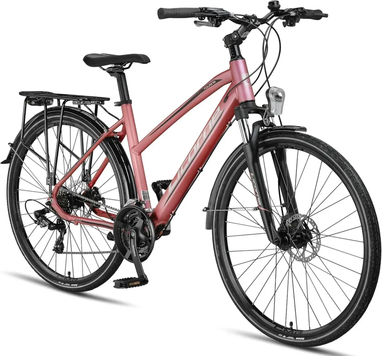 Vélo de trekking 28'' Licorne Bike - Freins à disque en aluminium, 21 vitesses, tout-terrain mixte