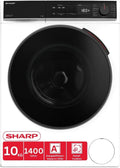 Lave-linge Sharp 10kg, Éco A, 1400 tr/min, Vapeur, WiFi, Rapide, AquaStop, DoubleJet, Blanc