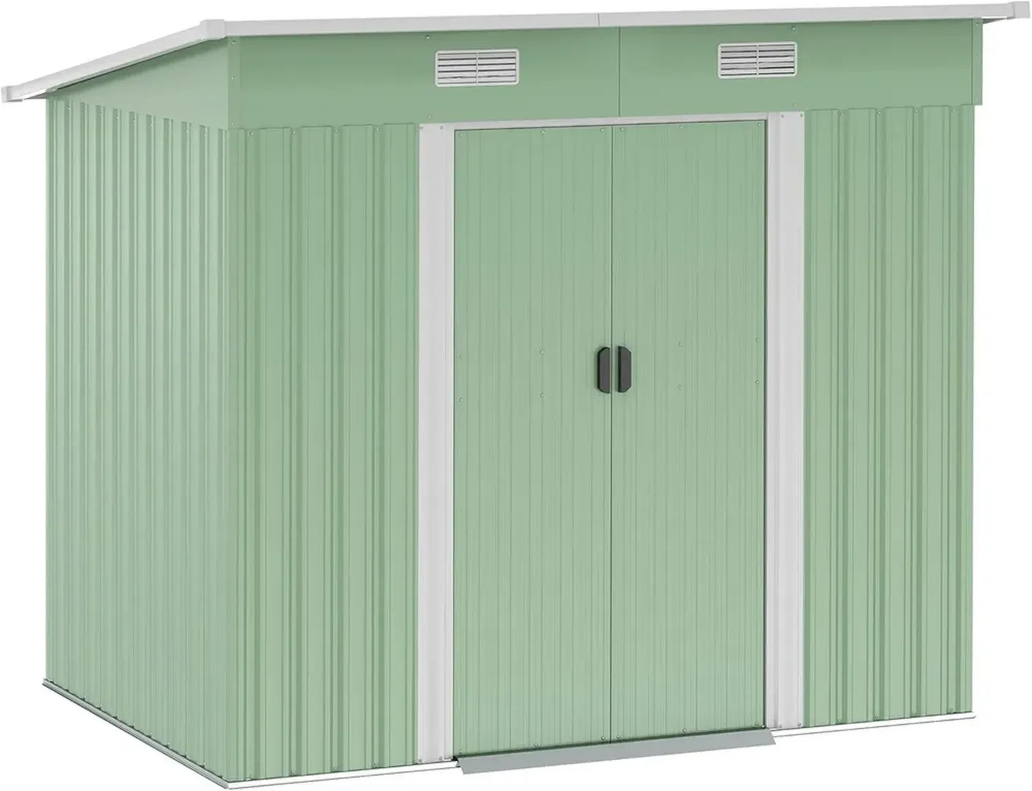 Outsunny Abri de Jardin Métallique 207x130x182cm avec Toit Incliné et Portes Coulissantes
