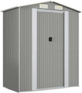 Cabane de Jardin Extérieure en Acier Gris 192x108x223 cm, Stockage Idéal pour Outils
