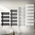 Radiateur Électrique de Salle de Bain Noir Mat avec Thermostat Numérique, 900W, 500x1200 mm