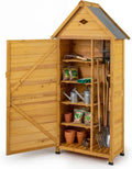 RELAX4LIFE Abri de Jardin en Bois avec Étagères Amovibles et Toit Résistant, Porte Sécurisée, Cabane Idéale pour Extérieur