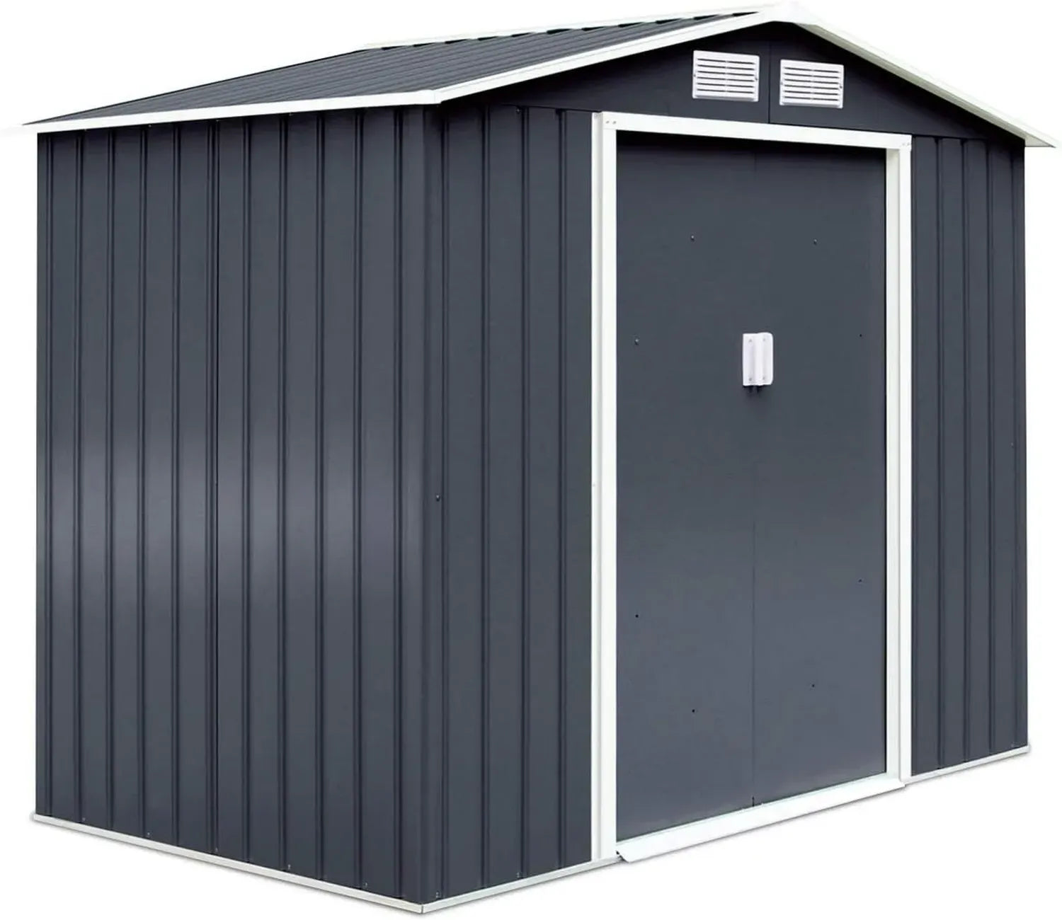 Abri de Jardin en Métal 5,3 m² avec Porte Coulissante et Base Solide, 277x191x192 cm, Anthracite