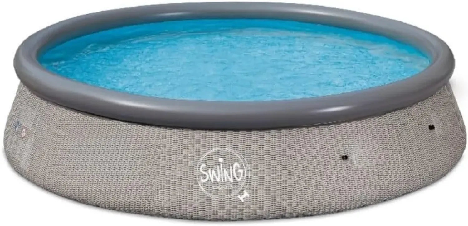HAF® Piscine Autoportante Grise 366 x 91 cm avec Ensemble Complet