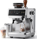 AMZCHEF Expresso 20 Bars avec Moulin Intégré, Multi-Températures, Buse Vapeur, Acier Inox, Réservoir 1,8L