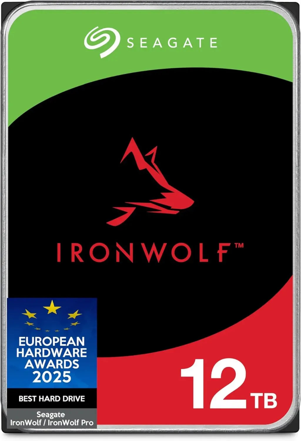 Seagate IronWolf 12To - Disque Dur Interne NAS 3.5' CMR, SATA 6Gb/s, 7200 RPM, 256 Mo Cache, Optimisé pour RAID et NAS, Installation Facile, Services Rescue Inclus