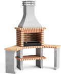 Grill Extérieur Movelar Roma 2 en Béton Réfractaire avec Bois et Charbon - Gris et Orange - 160x58x240 cm