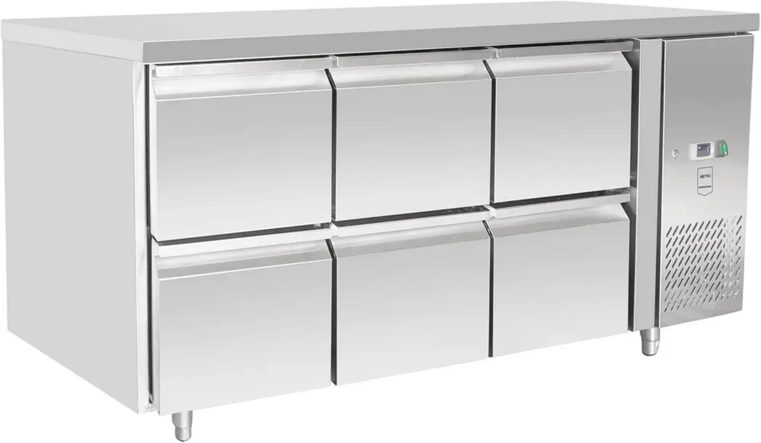 Table Réfrigérée Professionnelle en Acier Inoxydable, 6 Tiroirs, 204L, 400W