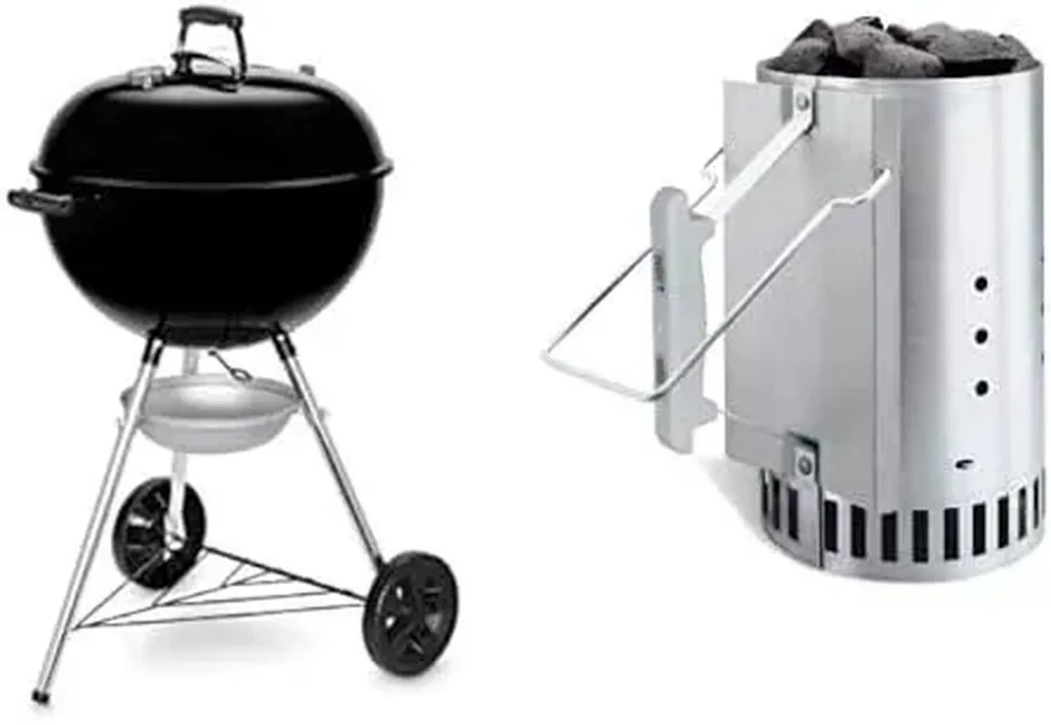 Barbecue à Charbon Weber Kettle de 57 cm avec Couvercle et Thermomètre - Noir