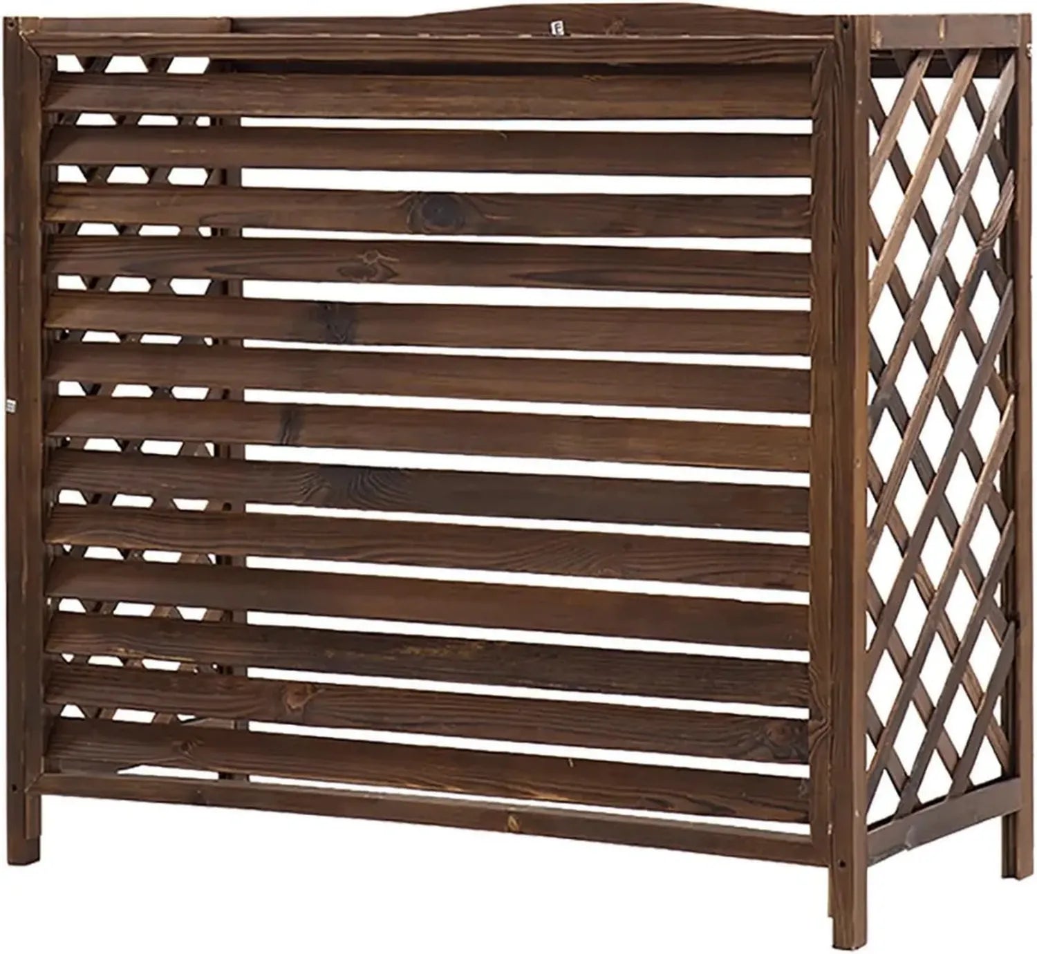 Coffrage Climatisation Extérieure en Bois Massif - Pare-vent avec Étagères pour Plantes, Protection Solide pour Unité Extérieure, 120 x 55 x 160 cm