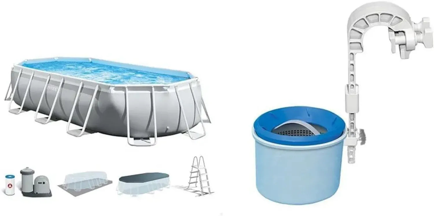 Ensemble Piscine Ovale Intex Prism Frame avec Skimmer de Surface Deluxe 5,03 x 2,74 x 1,22 m
