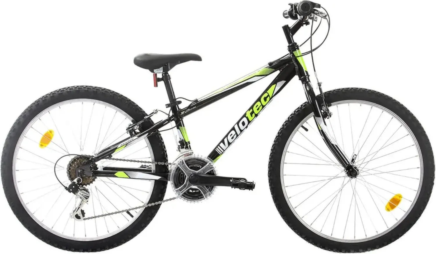 Vélo VTT 24 Velotec en Aluminium, 18 Vitesses, Freins V-Brake, pour Jeunes 130-155 cm