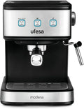 Machine à Café Expresso Ufesa 20 Bars, Buse Vapeur, Réservoir 1.5L, Inox
