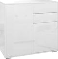 Buffet Moderne HOMCOM avec Portes et Tiroirs, Étagères Réglables, Blanc Brillant