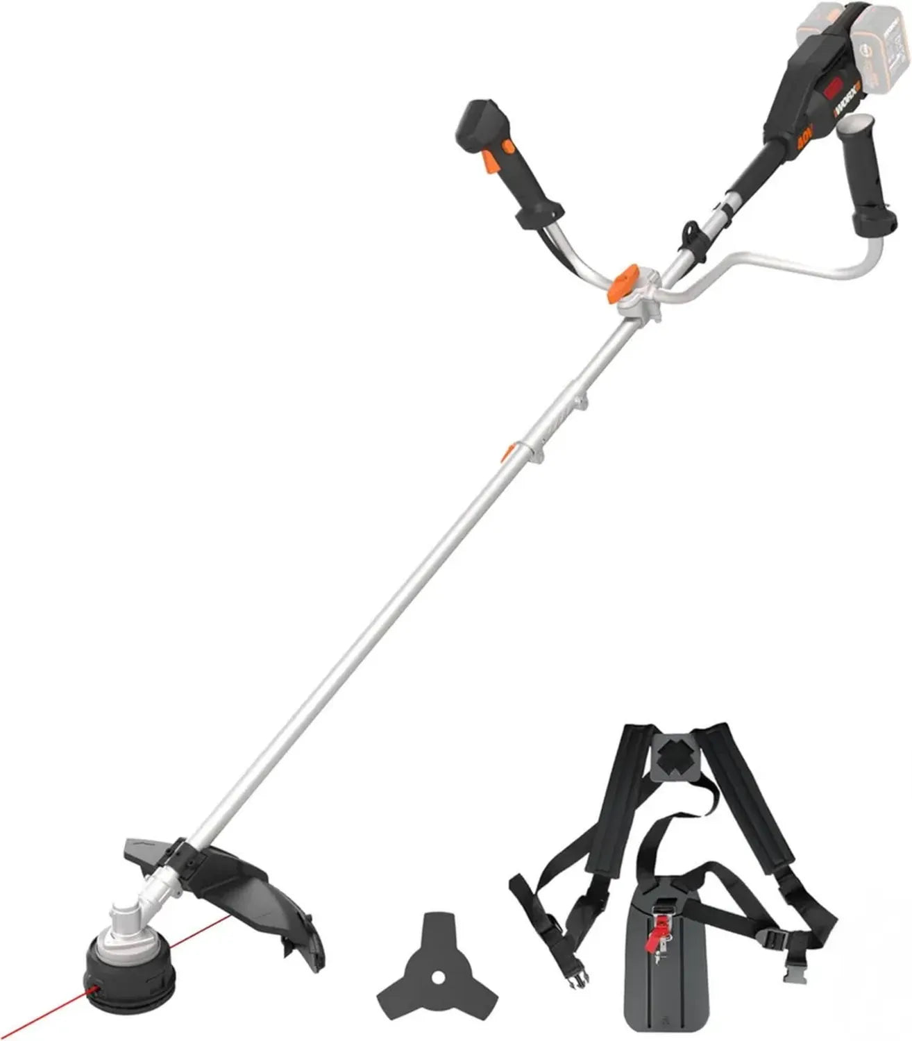 Coupe-Bordures WORX 40V sans Fil, Lame 25,5 cm, Largeur 38 cm, Poignée Ergonomique, Moteur Brushless, Design Compact, Batterie Non Incluse